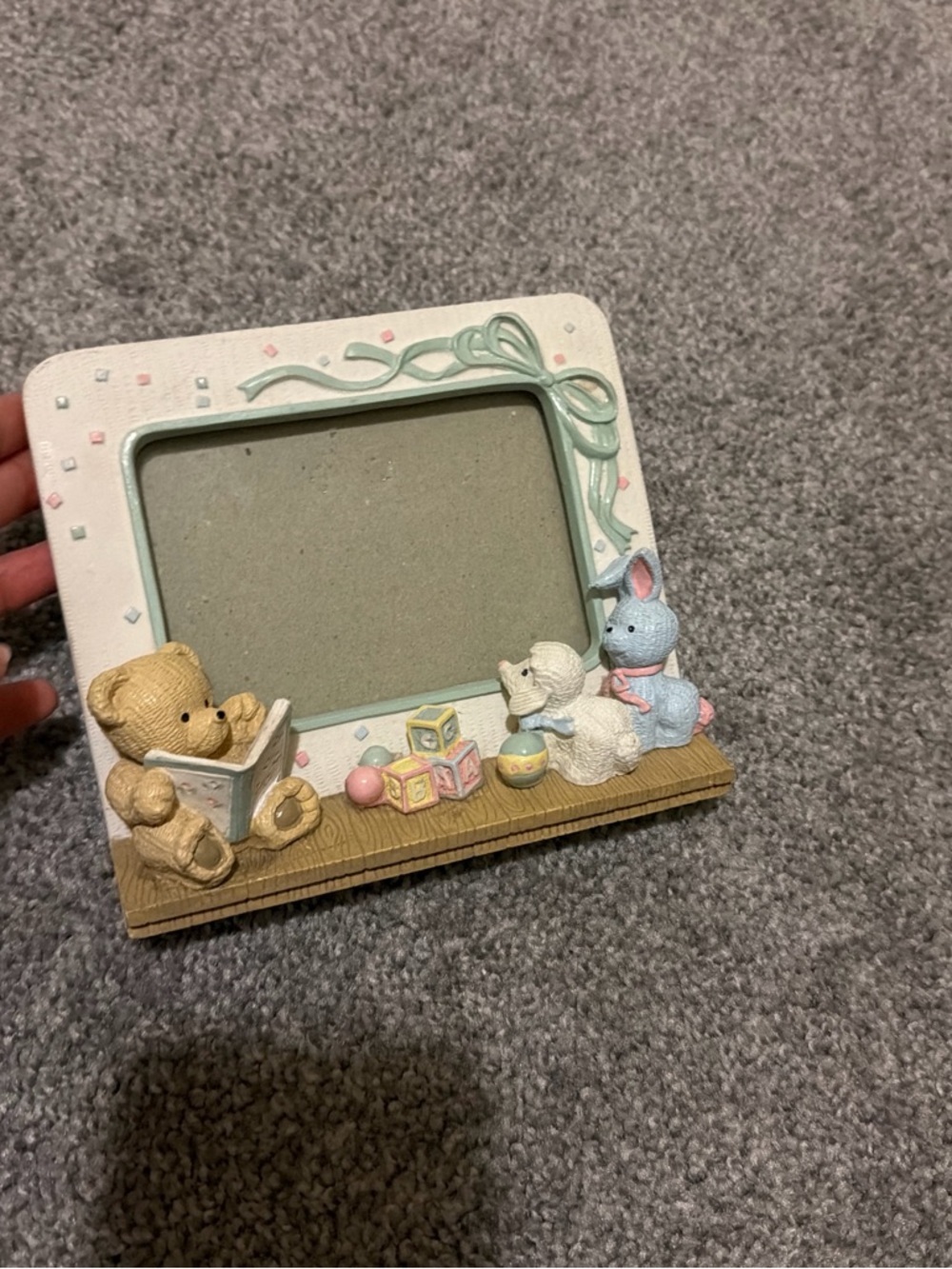 Nursery Animal Photo Frame - Pastel Blue & Cream